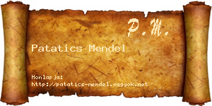 Patatics Mendel névjegykártya